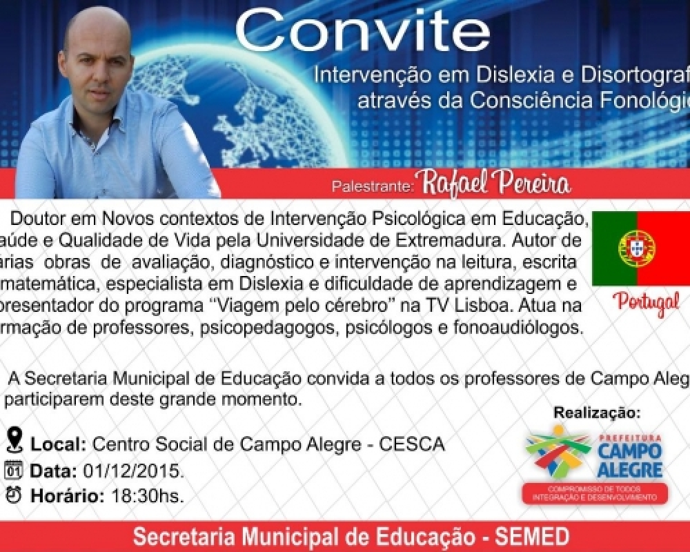 SEMED promoverá palestra com educador Internacional para professores de Campo Alegre