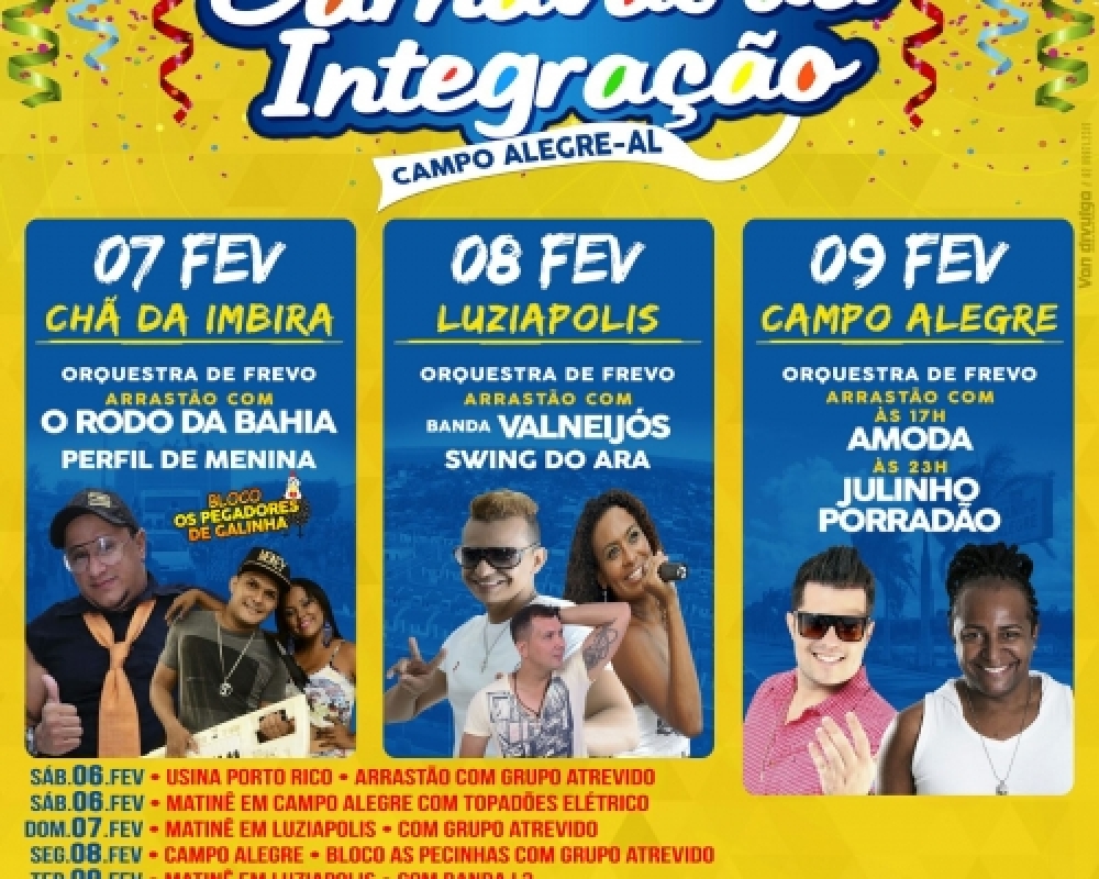 Confira a Programação Oficial do Carnaval 2016 em Campo Alegre