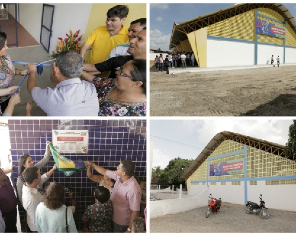 Inauguração de duas quadras poliesportivas marca início do ano letivo 2016 em Campo Alegre 