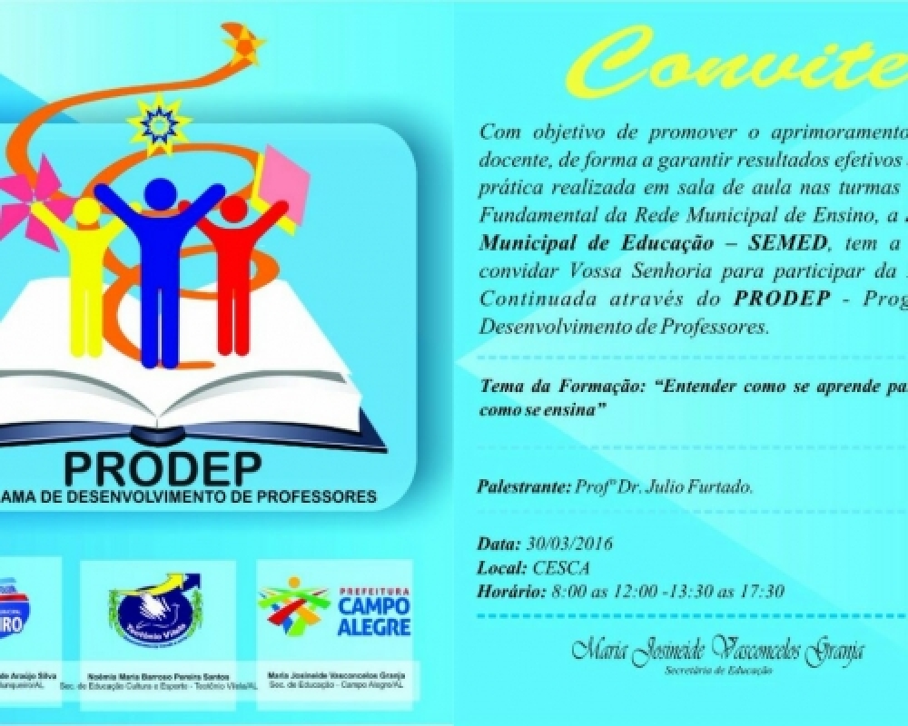 Professores do ensino fundamental de Campo Alegre participarão de programa de formação continuada