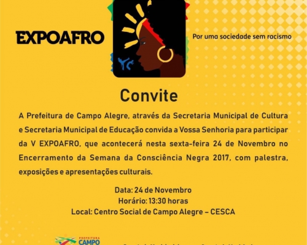 Campo Alegre realizará a V EXPOAFRO no encerramento da Semana da Consciência Negra 