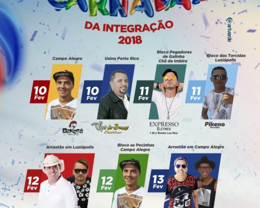 Confira a Programação Oficial do Carnaval da Integração 2018 em Campo Alegre 