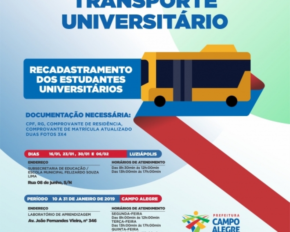 SEMED convoca estudantes que utilizam o transporte universitário para o recadastramento 