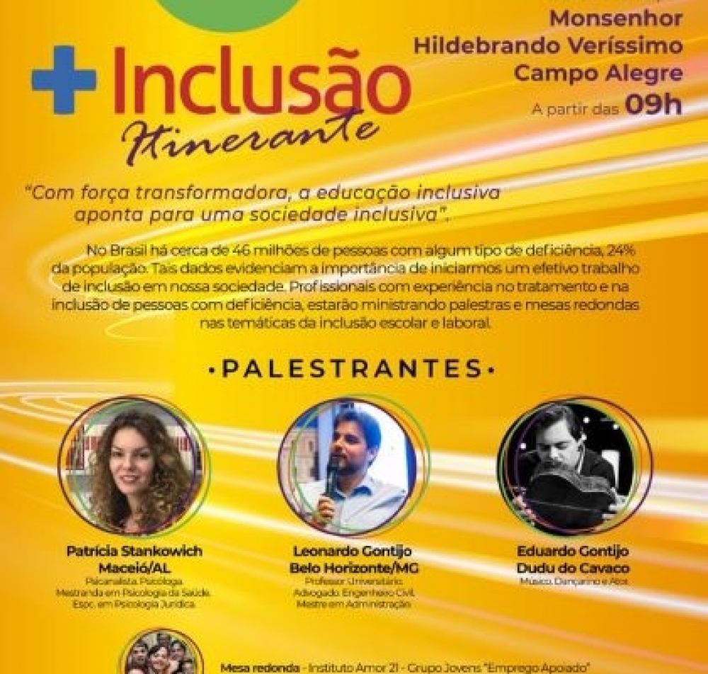 Campo Alegre realizará neste sábado o Projeto Mais Inclusão Itinerante 