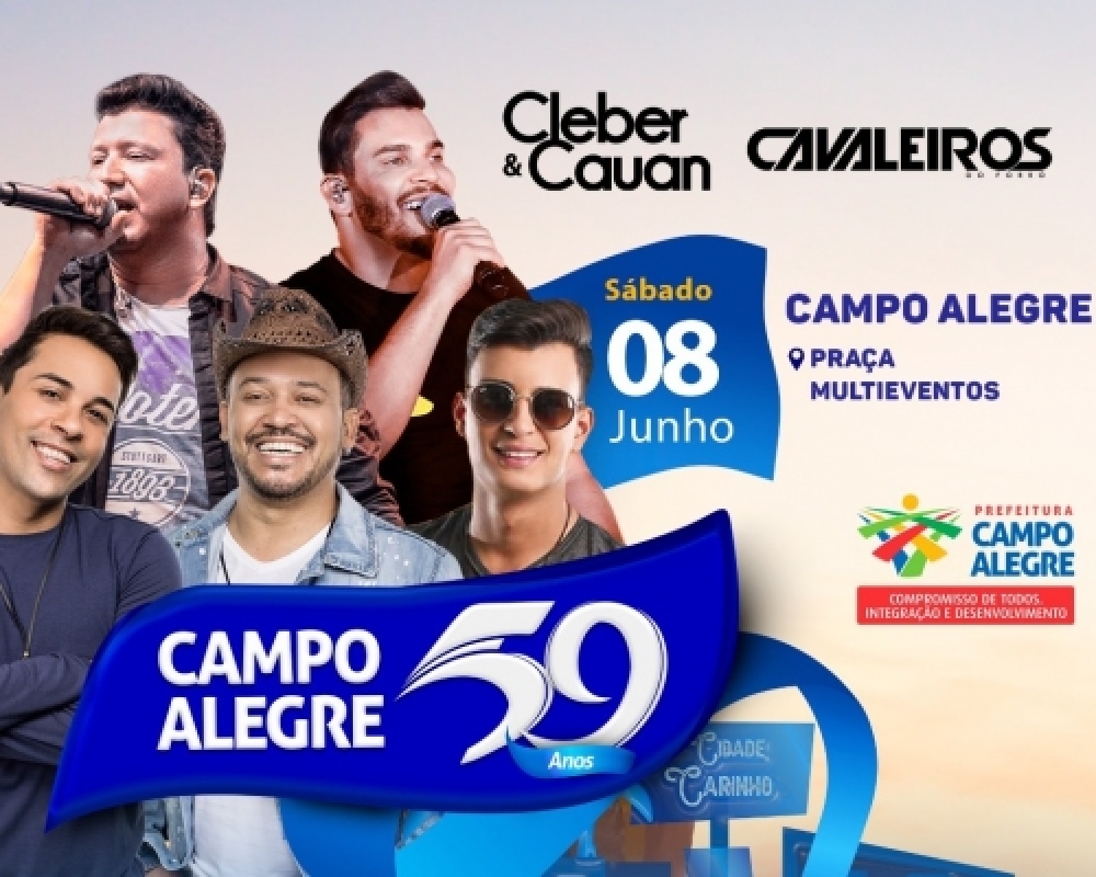 Cleber e Cauan e Cavaleiros do Forró são as atrações deste sábado na festa da Emancipação Política