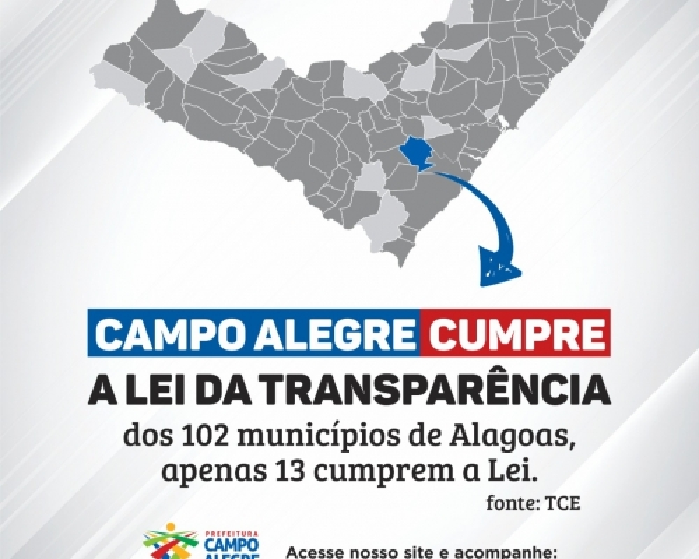 Campo Alegre entre os municípios de Alagoas que cumprem a Lei da Transparência