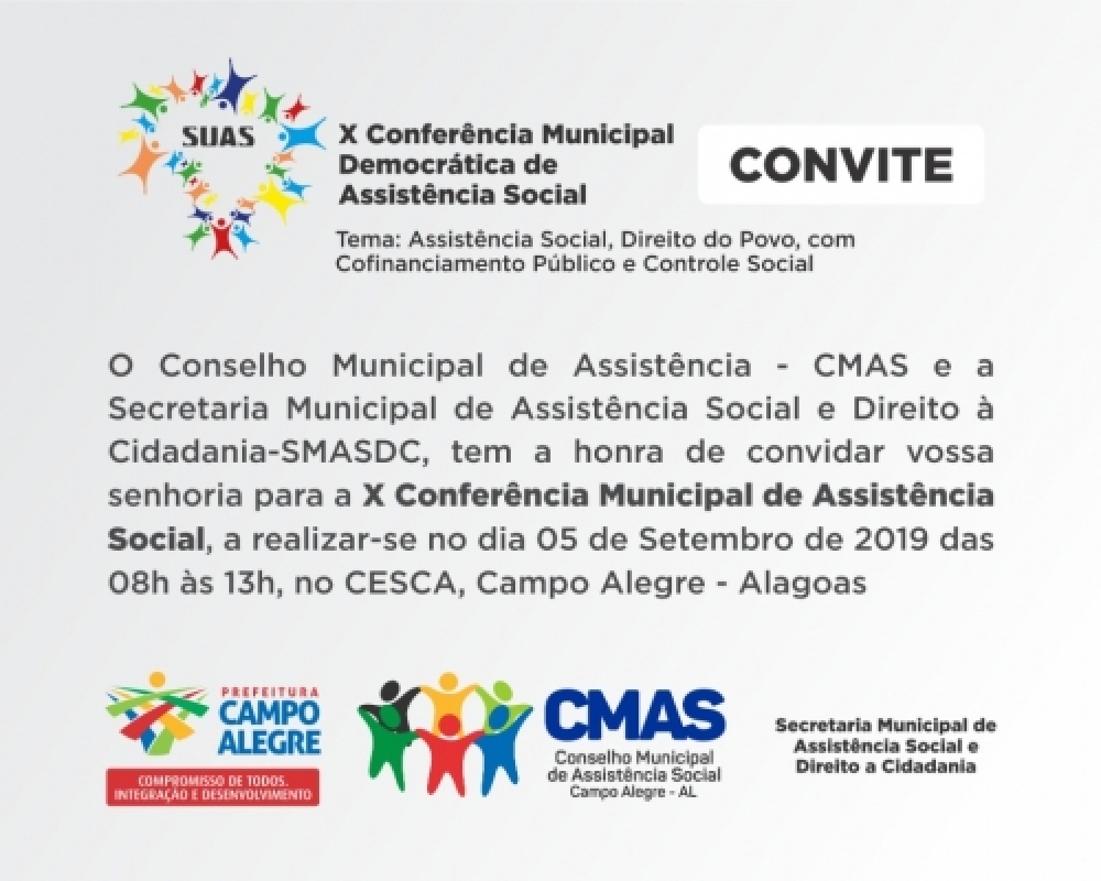 X Conferência Municipal de Assistência Social acontecerá na quinta-feira 05