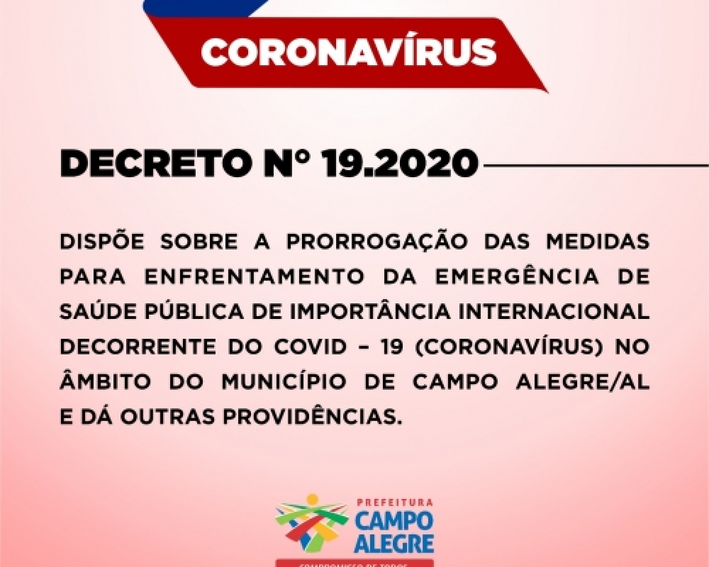 Prefeitura publica novo decreto que prorroga as medidas de enfrentamento ao Coronavírus