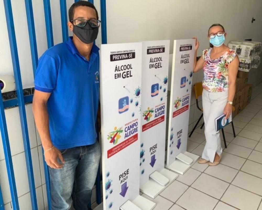 Prefeitura instala totens-higienizadores de álcool em gel em repartições públicas