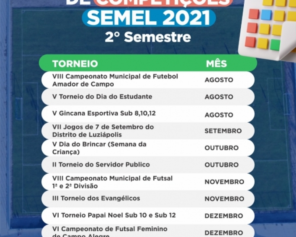 Secretaria de Esporte e Lazer divulga calendário de eventos esportivos para o segundo semestre
