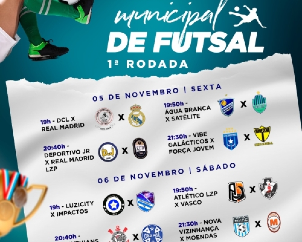 Campeonato Municipal de Futsal 2021 terá inicio nesta sexta-feira 05 de novembro