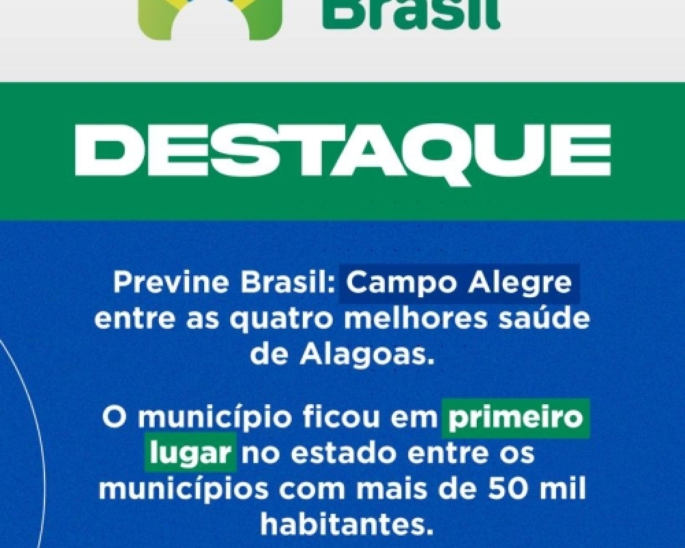 Ranking do Previne Brasil coloca Campo Alegre entre as quatro melhores saúde de Alagoas 