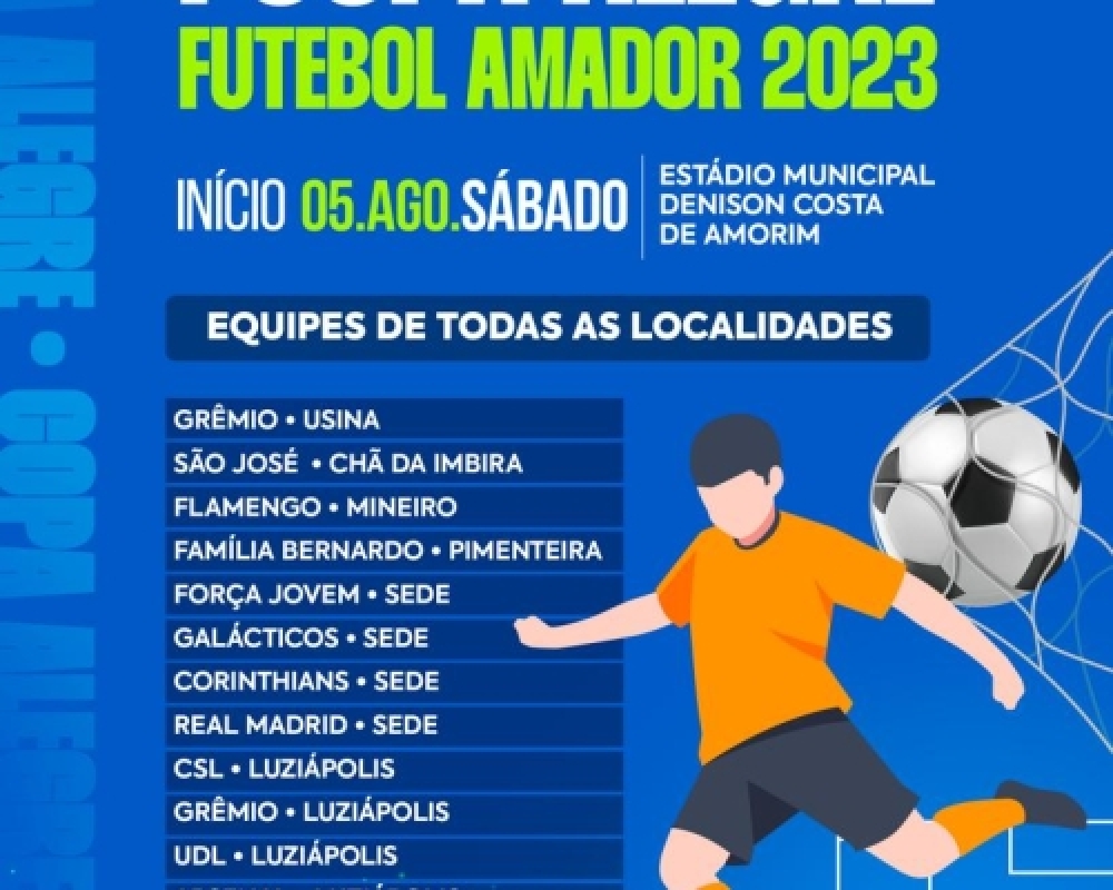 Secretaria de Esporte e Lazer realizará a I Copa Alegre de Futebol Amador com 12 equipes