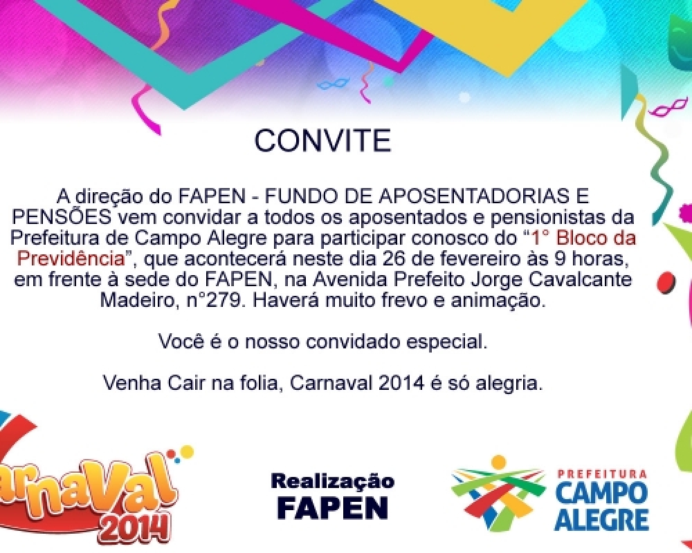 FAPEN realizará 1ª Bloco a Previdência “Aposentados e Pensionistas na Folia”