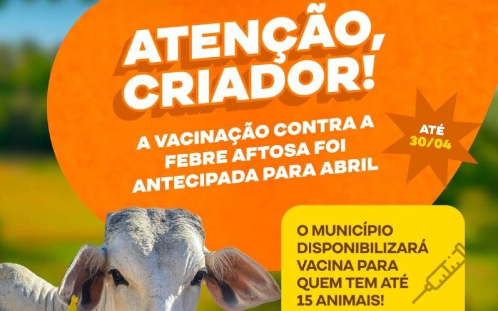 Secretaria de Agricultura divulga antecipação da Vacinação contra a febre aftosa 