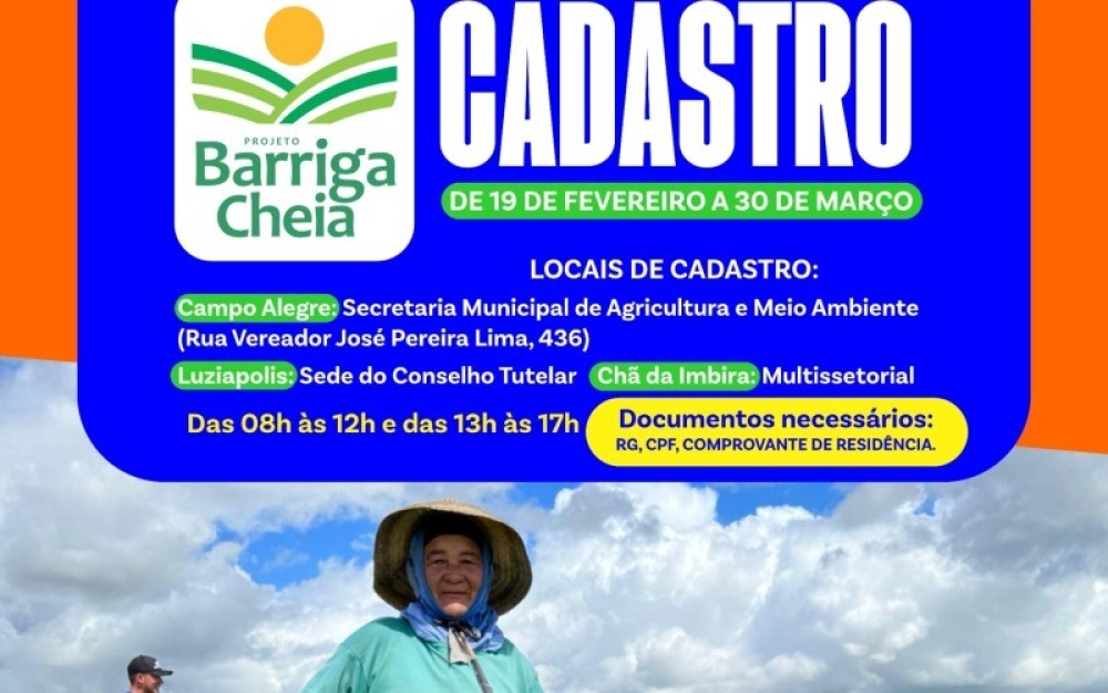 Secretaria de Agricultura de Campo Alegre inicia cadastros para o Projeto Barriga Cheia edição 2026