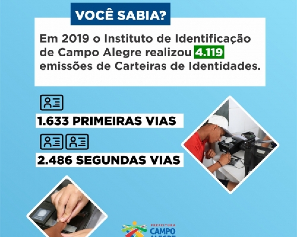 Instituto de Identificação de Campo Alegre registra mais de 4 mil emissões de identidades em 2019