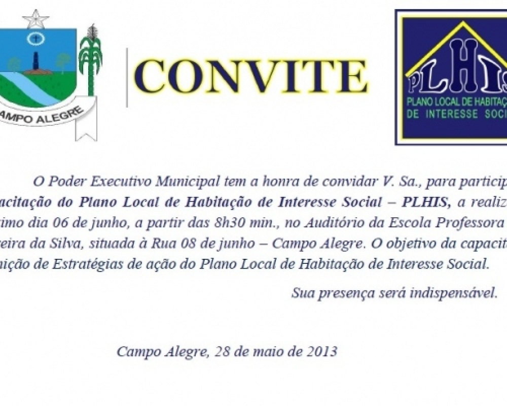5ᵃ Capacitação do Plano Local de Habitação de Interesse Social – PLHIS
