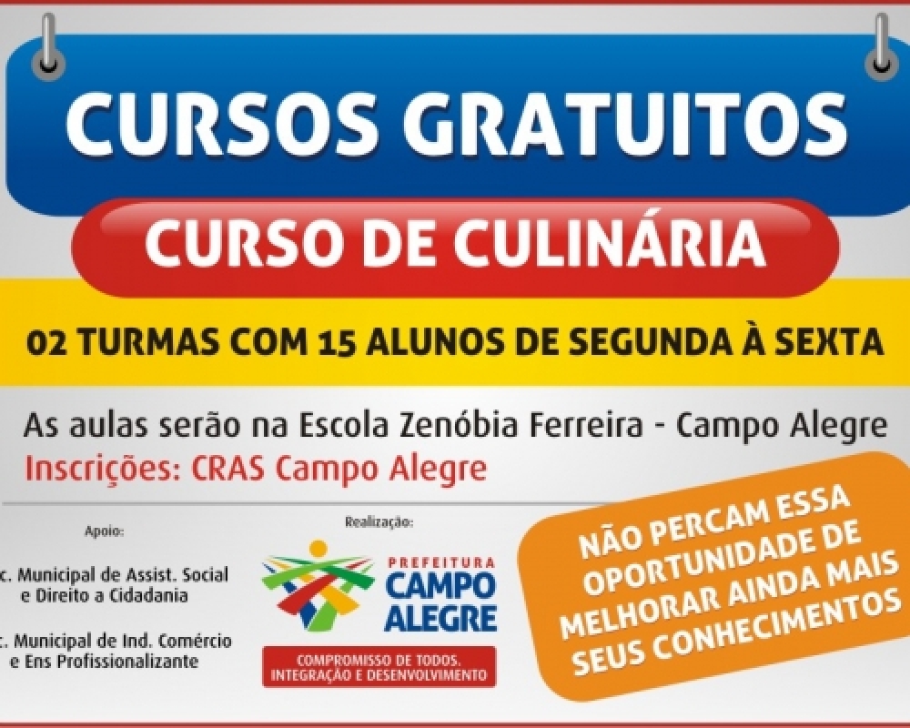 Prefeitura abre novas turmas no curso de Culinária